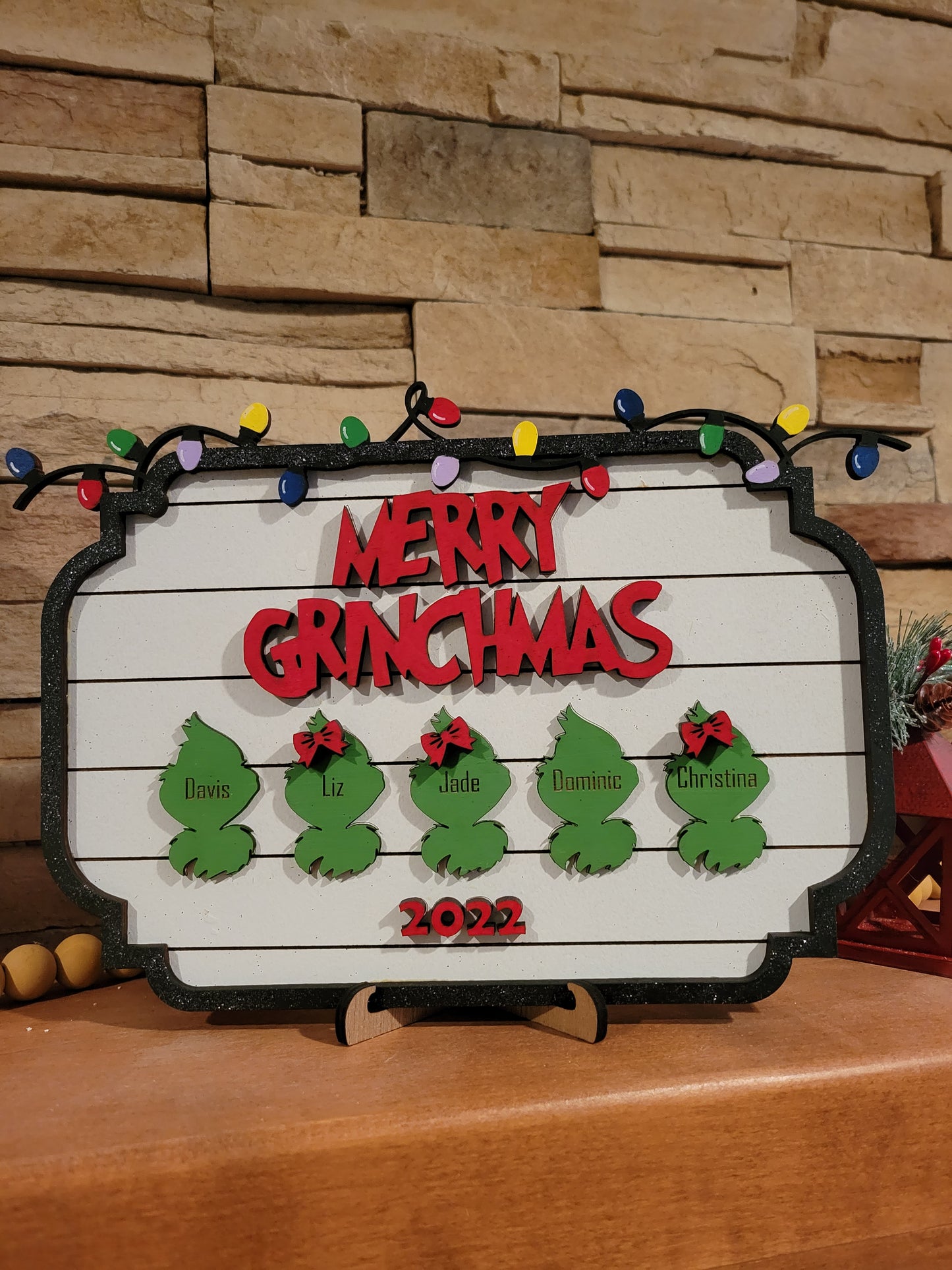 Merry Grinchmas Family Sign